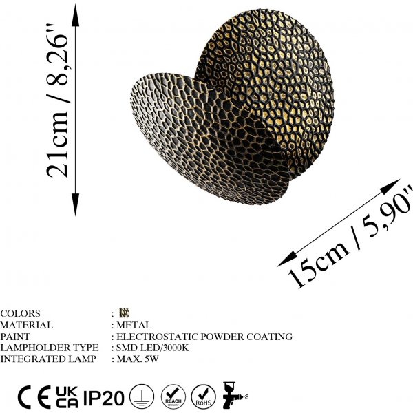 Yosma vägglampa - Svart/guld Yosma vägglampa - Svart/guld