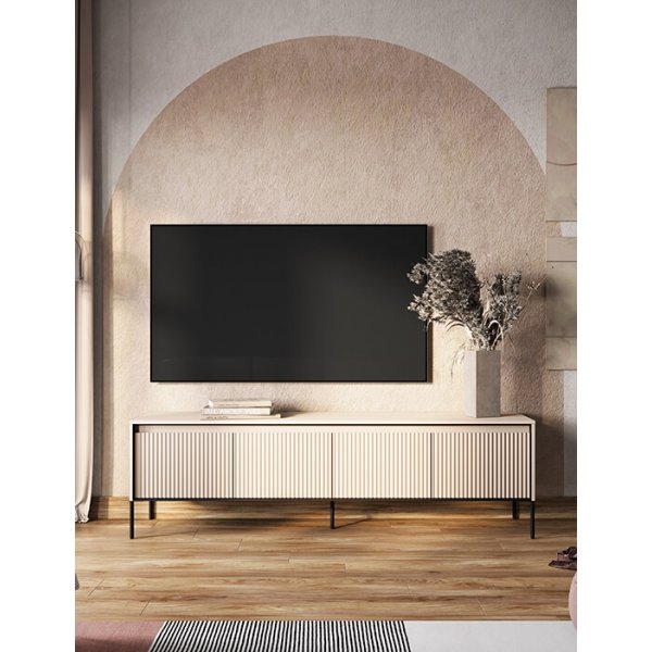 TV-bnk med LED - Beige/svart