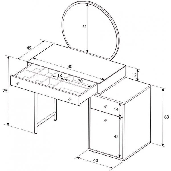 Timu sminkbord 712 - Mink Timu sminkbord 712 - Mink