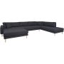 Lido U-soffa med ppen avslut - Mrkgr