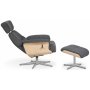Marbck reclinerftlj med fotpall - Grtt tyg / Tr