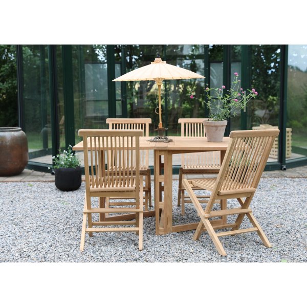 Saltö utematgrupp klaffbord med 4 st matstolar - Teak Saltö utematgrupp klaffbord med 4 st matstolar - Teak