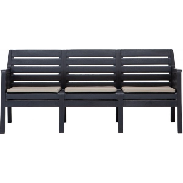 Groupe salon Lara avec canapé 3 places, 2 fauteuils et table - Anthracite Groupe salon Lara avec canapé 3 places, 2 fauteuils et table - Anthracite