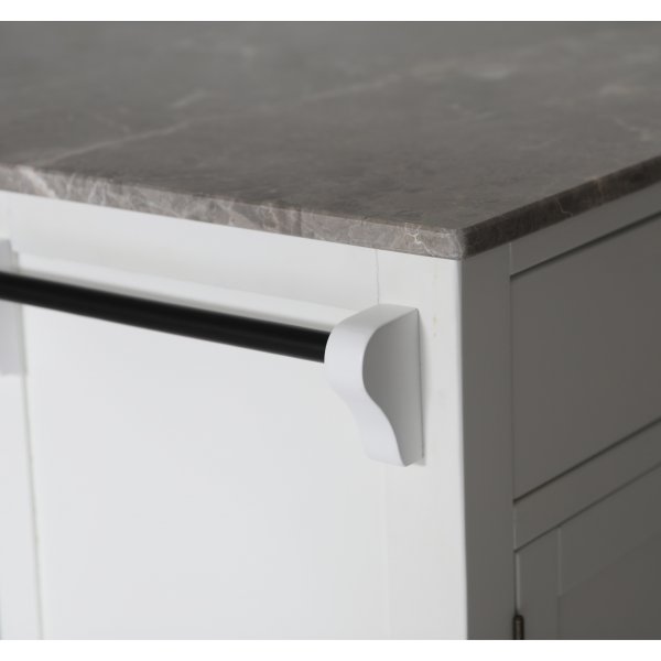 Heritage Keukeneiland met marmeren blad - Wit frame / Grijs Emprador marmer