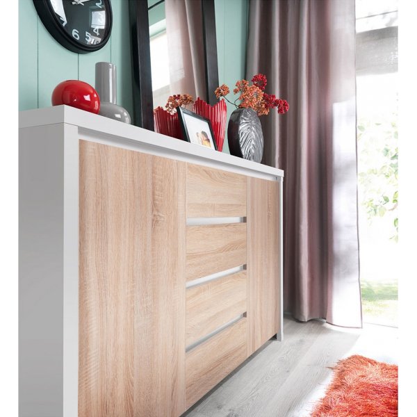 Caspian dressoir - Wit/sonoma eiken