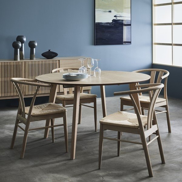 Table  manger Sagene 110-190 x 110 cm - Chne pigment blanc laqu