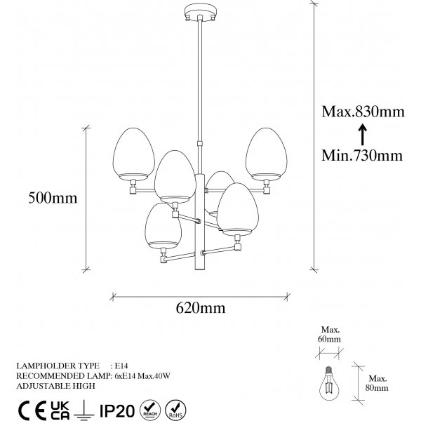 Arve taklampa 10185 - Svart/vit