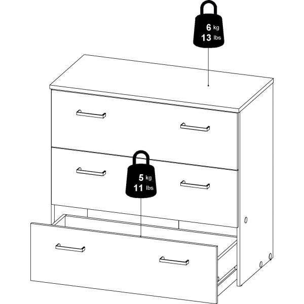 Space ladekast met 3 lades - Wit Space ladekast met 3 lades - Wit