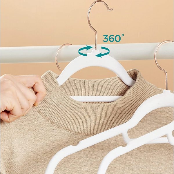 Cintre, velours, 43,5 cm, paquet de 50 - Blanc/rose Cintre, velours, 43,5 cm, paquet de 50 - Blanc/rose