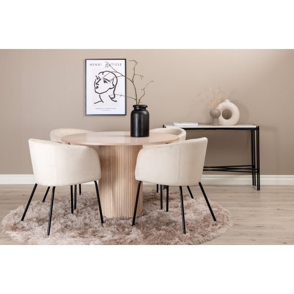 Nivå runt matbord i whitewash - runt bord Ø110 cm Nivå runt matbord i whitewash - runt bord Ø110 cm