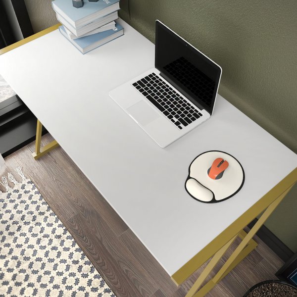 Adelaide skrivbord 114 x 60 cm - Guld/vit