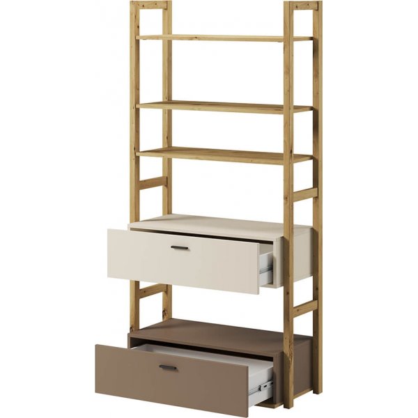 Bibliothèque Lenny - Chêne artisanal/beige/truffe Bibliothèque Lenny - Chêne artisanal/beige/truffe