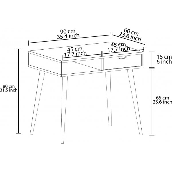 Oferta skrivbord 90 x 60 cm - Gr/tr