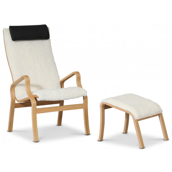 Lammet fotpall i f�rskinn scandinavian moonlight - Oljad ek