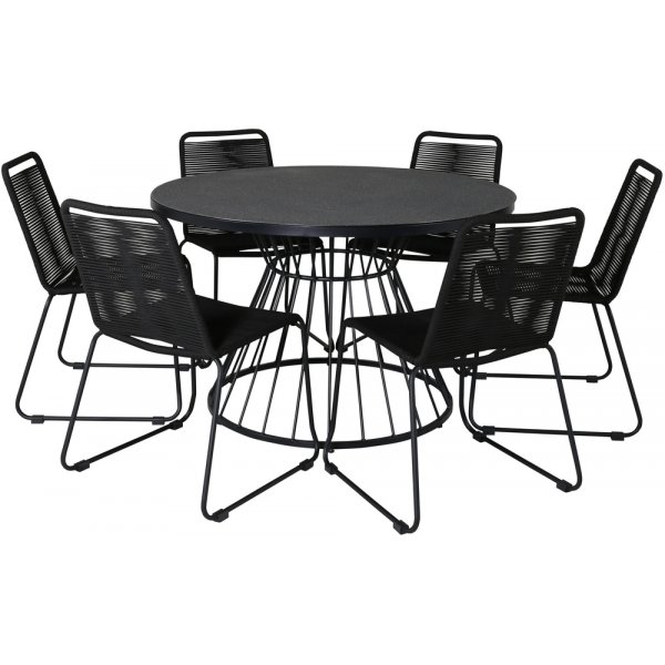 Tropea utematgrupp med 6 st Lindos stolar - Svart/Grå Tropea utematgrupp med 6 st Lindos stolar - Svart/Grå