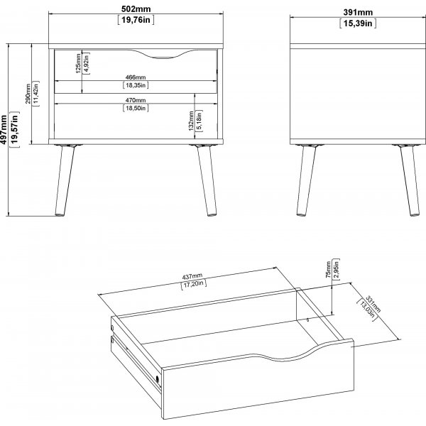 Oslo nachtkastje - Wit/eiken Oslo nachtkastje - Wit/eiken