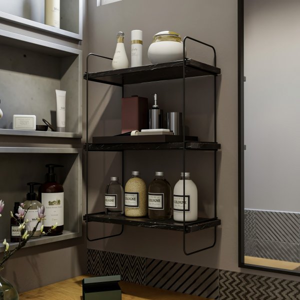 Pulalis wandplank - Zwart marmer Pulalis wandplank - Zwart marmer