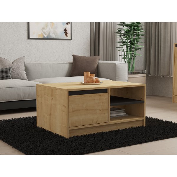 Table basse Sirek 90 x 60 cm - Chne saphir/anthracite