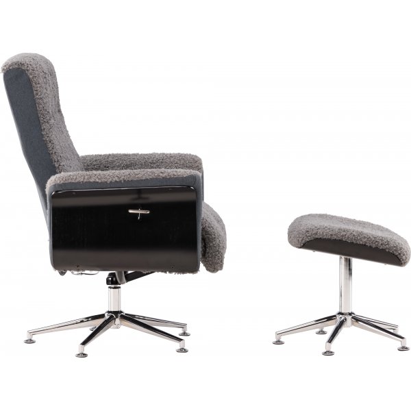 Relaxfauteuil met voetenbank - Grijs - Hagn + Vlekverwijderaar voor meubels