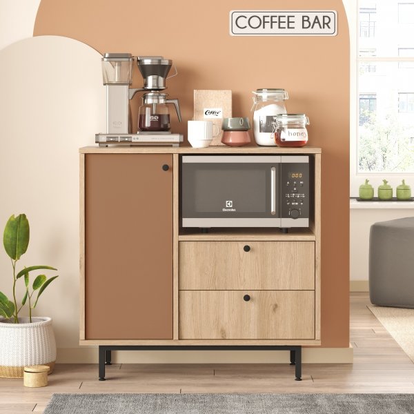 Armoire de cuisine Royce 1 - Chêne/rouge brique Armoire de cuisine Royce 1 - Chêne/rouge brique