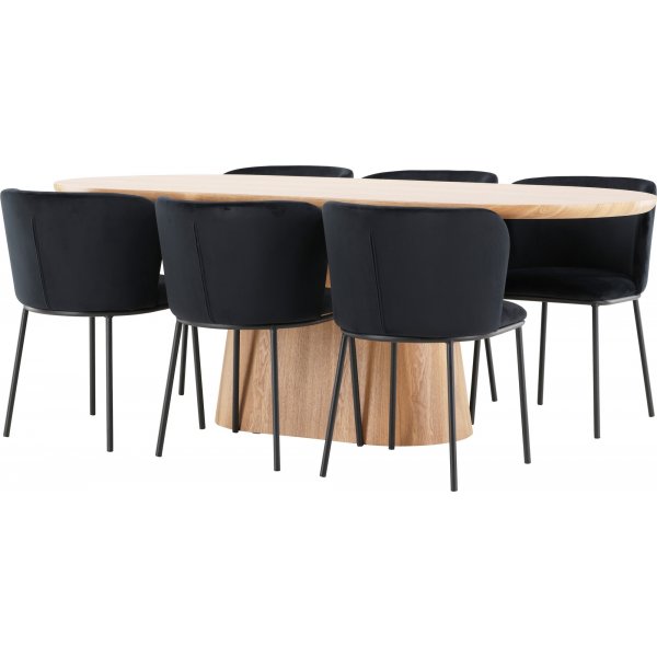 Matbord Stjärnö med 6 st Edina stolar - Svart + 4.00 x Möbeltassar Matbord Stjärnö med 6 st Edina stolar - Svart + 4.00 x Möbeltassar