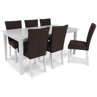 Sandhamn Matgrupp 180 cm med 6 st Crocket stolar - Vit / Brun Sandhamn Matgrupp 180 cm med 6 st Crocket stolar - Vit / Brun