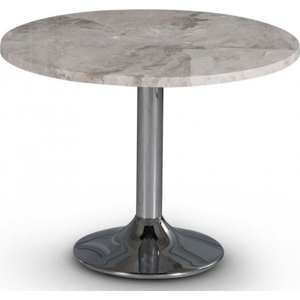 Empire matbord 105 cm - Silver Diana marmor / Kromad trumpetfot