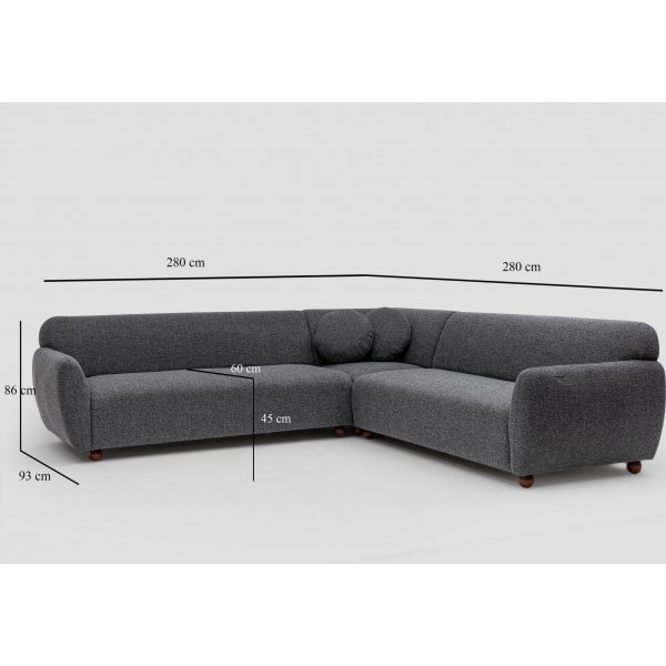 Canapé d'angle Eddy - Gris foncé Canapé d'angle Eddy - Gris foncé
