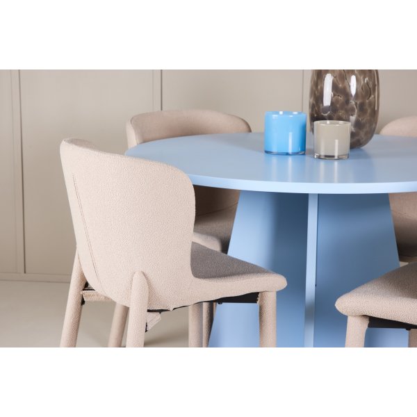 Matbord Bootcut med 4 st Astoria stolar - Beige/blå Matbord Bootcut med 4 st Astoria stolar - Beige/blå