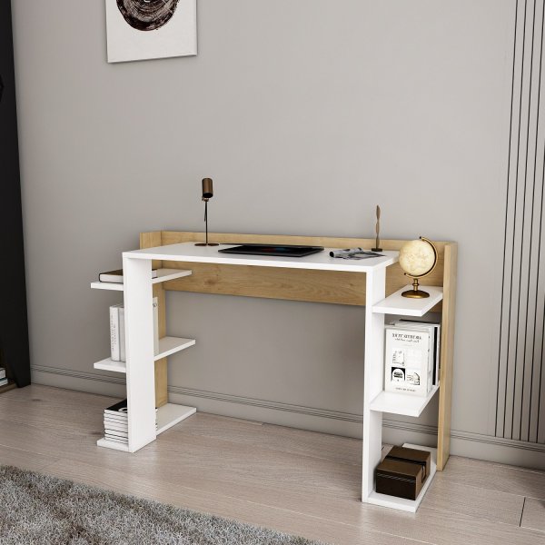 Bureau Platanus Blanc/chne - 122,7 x 45 cm