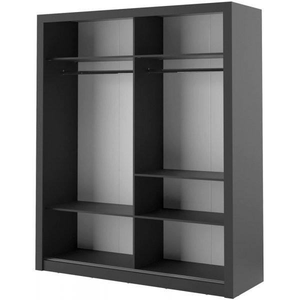 Armoire Mervyn portes coulissantes et contenu L180 cm - Noir Armoire Mervyn portes coulissantes et contenu L180 cm - Noir