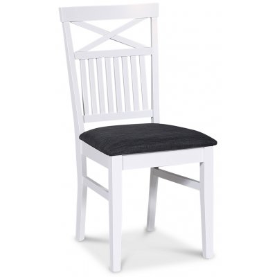 Fr matgrupp; matbord 160/210x90 cm - Vit / oljad ek med 6 st Skagen stolar med kryss i ryggen, gr sits
