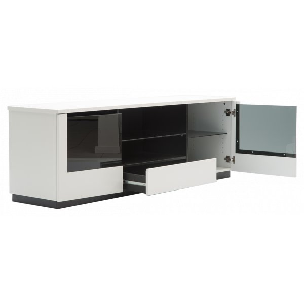 TV-bnk Etage B160 cm - Vit (tonat glas)