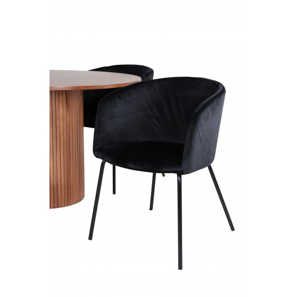 Bianca Matgrupp runt valn�t matbord med 4 st Berit svart stolar