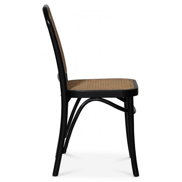 Zwarte stoel met rotan rugleuning en zitting - Tone + Stoel kussen Zwarte stoel met rotan rugleuning en zitting - Tone + Stoel kussen