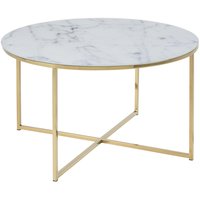Alisma soffbord Ø80 cm - Vit marmor/guld