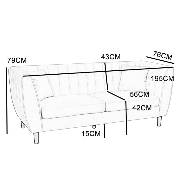 Soffa Arvika – Beige sammet | 195 cm Soffa Arvika – Beige sammet | 195 cm