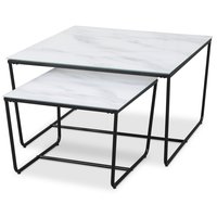 Stella Satsbord - Vitt marmorerat glas / Svart underrede Stella Satsbord - Vitt marmorerat glas / Svart underrede