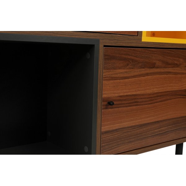 Bengo bokhylla - Valnt/antracit/gul