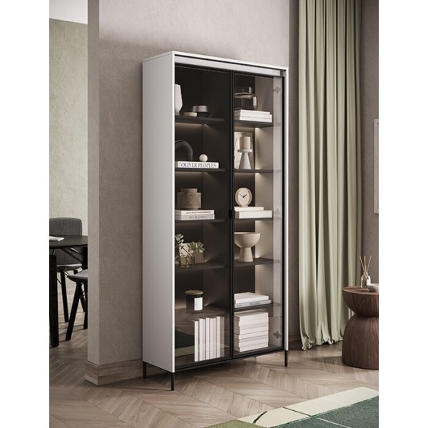 Trend vitrinekast H196 cm - Wit/zwart