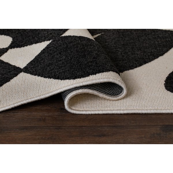 Tapis tiss plat Venus Abstract Blanc/Noir