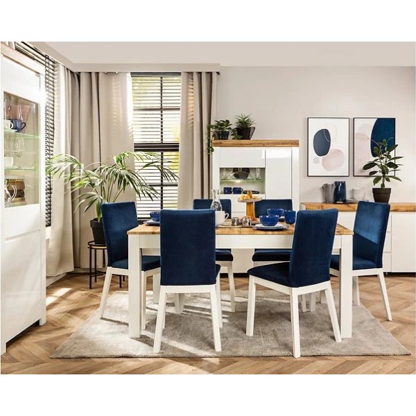 Table à manger Holten 160-210 x 90 cm - Chêne Wotan/blanc Table à manger Holten 160-210 x 90 cm - Chêne Wotan/blanc