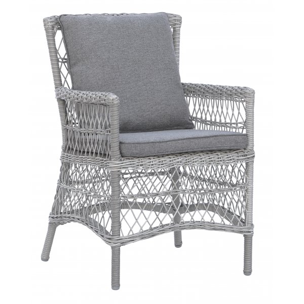 Utegrupp; 4 stolar och matbord �110 cm gr�/rotting - Jacksonville/Provence