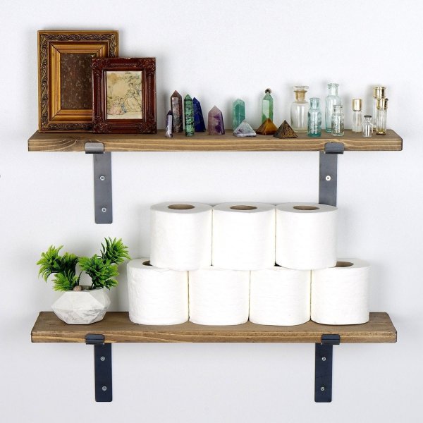 Lamba wandplank 4 - Zwart/walnoot