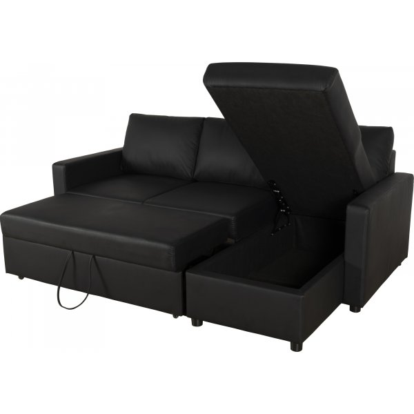 Bäddsoffa 218 cm PU-läder svart - Dream Bäddsoffa 218 cm PU-läder svart - Dream