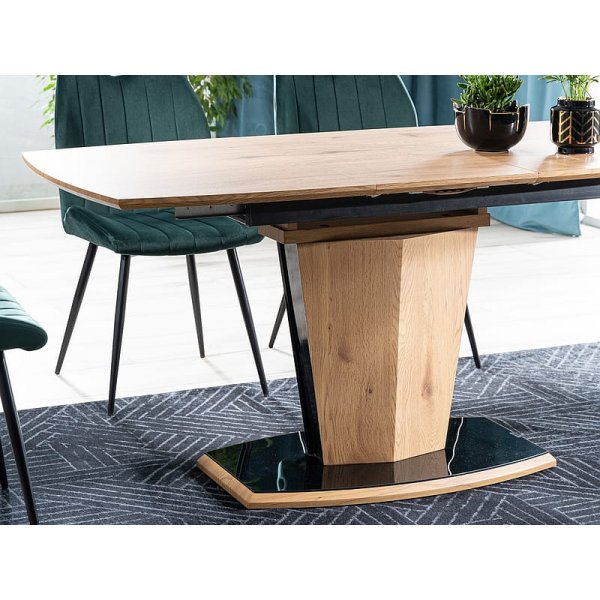 Table  manger Houston 120-160 cm - Chne/noir