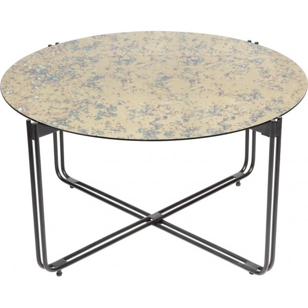 Lori soffbord 85 cm diameter - Antikfrgad spegelglas mssing + Flckborttagare fr mbler