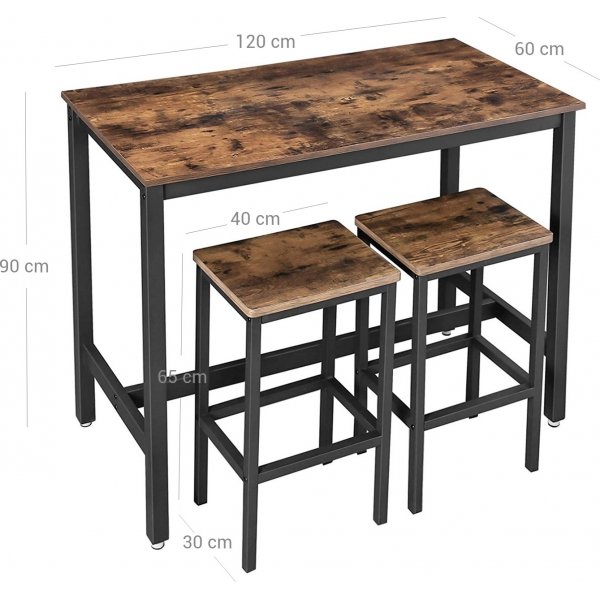 Set de table bar Gunnar 120 x 60 cm - Marron/noir