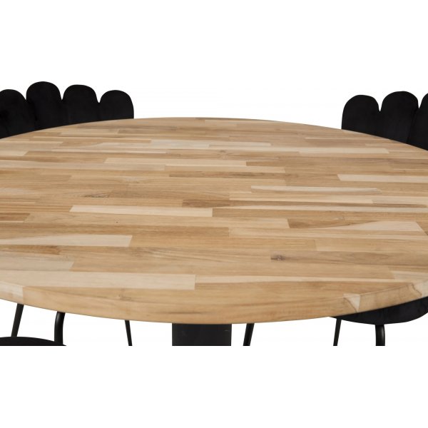 Regald matbord 100 cm - Teak/svart