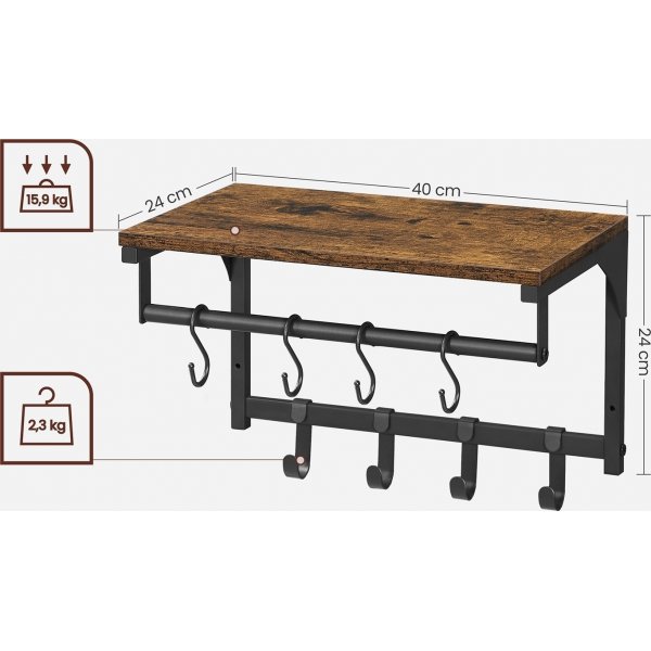 Étagère à chapeaux Agust - Marron/noir Étagère à chapeaux Agust - Marron/noir